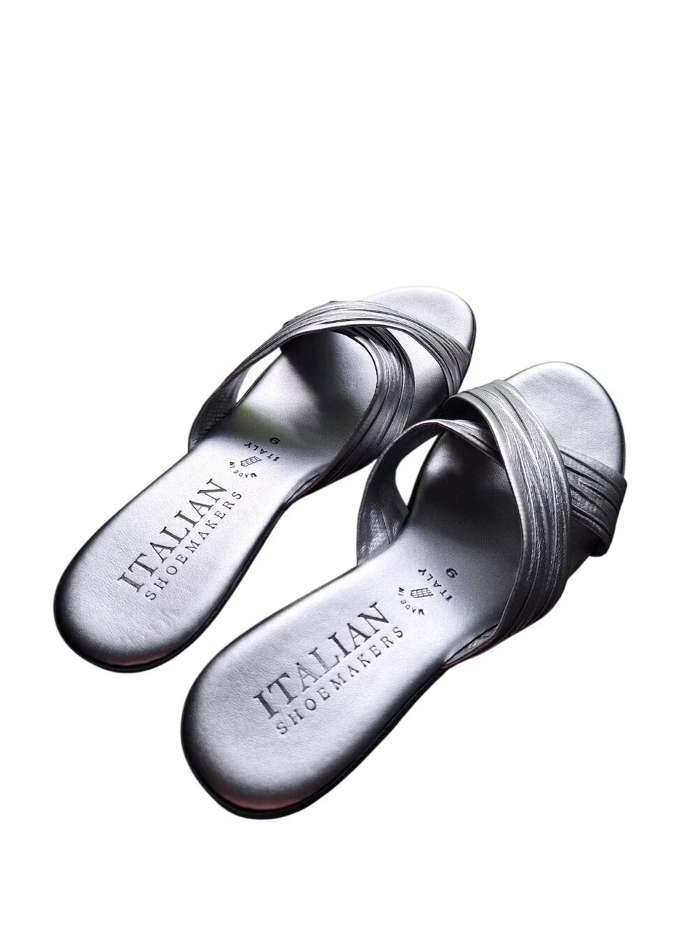 Italian Shoemakers Silver Metallic Slide Sandals